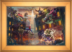 Spider-Man vs. the Sinister Six Wall Art by Thomas Kinkade Studios Standard Number Canvas 18" x 27" Gallery Gold