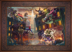 Spider-Man vs. the Sinister Six Wall Art by Thomas Kinkade Studios Standard Number Canvas 18" x 27" Gallery Bronze