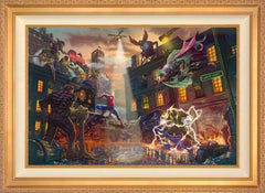 Spider-Man vs. the Sinister Six Wall Art by Thomas Kinkade Studios Standard Number Canvas 24" x 36" Antique Gold