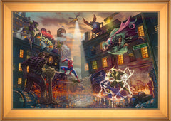 Spider-Man vs. the Sinister Six Wall Art by Thomas Kinkade Studios Standard Number Canvas 24" x 36" Gallery Gold