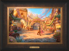 Disney Rapunzel Dancing in the Sunlit Courtyard Wall Art by Thomas Kinkade Studios Estate Edition Canvas 12" x 18" Estate Bronze