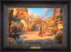 Disney Rapunzel Dancing in the Sunlit Courtyard Wall Art by Thomas Kinkade Studios Estate Edition Canvas 12" x 18" Cabernet