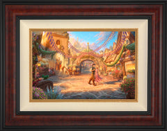 Disney Rapunzel Dancing in the Sunlit Courtyard Wall Art by Thomas Kinkade Studios Jewel Edition Canvas 12" x 18" Gallery Burl
