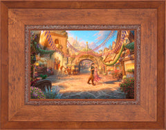 Disney Rapunzel Dancing in the Sunlit Courtyard Wall Art by Thomas Kinkade Studios Jewel Edition Canvas 12" x 18" Rustic Andalucian