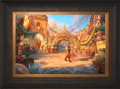 Disney Rapunzel Dancing in the Sunlit Courtyard Wall Art by Thomas Kinkade Studios Jewel Edition Canvas 12" x 18" Estate Bronze