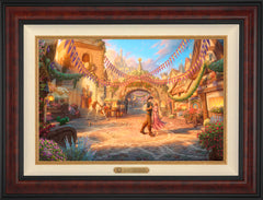 Disney Rapunzel Dancing in the Sunlit Courtyard Wall Art by Thomas Kinkade Studios Estate Edition Canvas 18" x 27" Gallery Burl