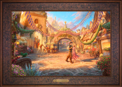Disney Rapunzel Dancing in the Sunlit Courtyard Wall Art by Thomas Kinkade Studios Estate Edition Canvas 18" x 27" Gallery Bronze