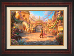 Disney Rapunzel Dancing in the Sunlit Courtyard Wall Art by Thomas Kinkade Studios Jewel Edition Canvas 18" x 27" Gallery Burl