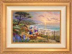 Disney Donald And Daisy - A Duck Day Afternoon Wall Art by Thomas Kinkade Studios Standard Number Canvas 12" x 18" Antique Gold