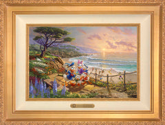 Disney Donald And Daisy - A Duck Day Afternoon Wall Art by Thomas Kinkade Studios Estate Edition Canvas 12" x 18" Antique Gold