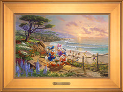 Disney Donald And Daisy - A Duck Day Afternoon Wall Art by Thomas Kinkade Studios Estate Edition Canvas 12" x 18" Gallery Gold