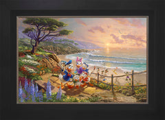 Disney Donald And Daisy - A Duck Day Afternoon Wall Art by Thomas Kinkade Studios Standard Number Canvas 18" x 27" Modern Black