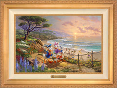 Disney Donald And Daisy - A Duck Day Afternoon Wall Art by Thomas Kinkade Studios Estate Edition Canvas 18" x 27" Antique Gold