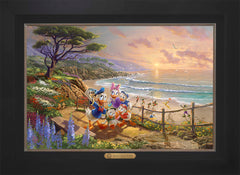 Disney Donald And Daisy - A Duck Day Afternoon Wall Art by Thomas Kinkade Studios Estate Edition Canvas 18" x 27" Modern Black