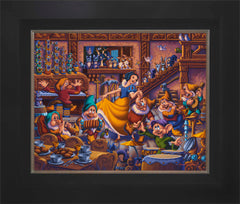 Snow White Dancing with the Dwarfs Wall Art by Eric Dowdle Standard Number Canvas 16" x 20" Modern Black