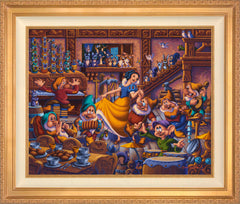 Snow White Dancing with the Dwarfs Wall Art by Eric Dowdle Standard Number Canvas 24" x 30" Antique Gold