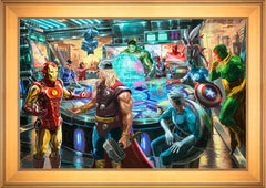 The Avengers Wall Art by Thomas Kinkade Studios Standard Number Canvas 24" x 36" Gallery Gold
