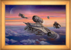 The Mandalorian ™ - The Escort Wall Art by Thomas Kinkade Studios Standard Number Canvas 24" x 36" Gallery Gold