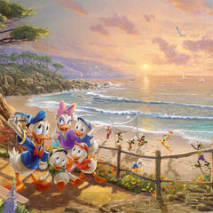 Disney Donald And Daisy - A Duck Day Afternoon Wall Art by Thomas Kinkade Studios Canvas Gallery Wrap 14" x 14" Unframed
