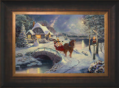 Disney Mickey and Minnie Evening Sleigh Ride Wall Art by Thomas Kinkade Studios Standard Number Canvas 12" x 18" Estate Bronze