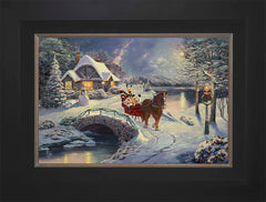 Disney Mickey and Minnie Evening Sleigh Ride Wall Art by Thomas Kinkade Studios Standard Number Canvas 12" x 18" Modern Black