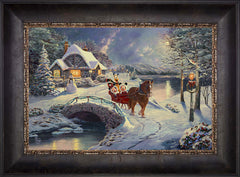 Disney Mickey and Minnie Evening Sleigh Ride Wall Art by Thomas Kinkade Studios Standard Number Canvas 12" x 18" Cabernet