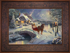 Disney Mickey and Minnie Evening Sleigh Ride Wall Art by Thomas Kinkade Studios Standard Number Canvas 12" x 18" Gallery Bronze