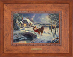 Disney Mickey and Minnie Evening Sleigh Ride Wall Art by Thomas Kinkade Studios Estate Edition Canvas 12" x 18" Rustic Andalucian
