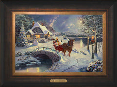Disney Mickey and Minnie Evening Sleigh Ride Wall Art by Thomas Kinkade Studios Estate Edition Canvas 12" x 18" Estate Bronze