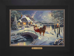 Disney Mickey and Minnie Evening Sleigh Ride Wall Art by Thomas Kinkade Studios Estate Edition Canvas 12" x 18" Modern Black