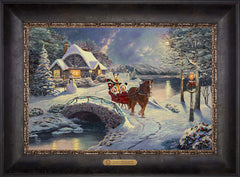Disney Mickey and Minnie Evening Sleigh Ride Wall Art by Thomas Kinkade Studios Estate Edition Canvas 12" x 18" Cabernet