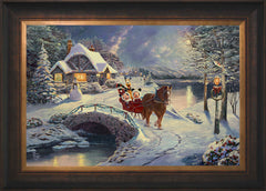 Disney Mickey and Minnie Evening Sleigh Ride Wall Art by Thomas Kinkade Studios Standard Number Canvas 18" x 27" Estate Bronze