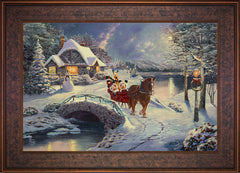 Disney Mickey and Minnie Evening Sleigh Ride Wall Art by Thomas Kinkade Studios Standard Number Canvas 18" x 27" Gallery Bronze