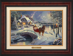 Disney Mickey and Minnie Evening Sleigh Ride Wall Art by Thomas Kinkade Studios Estate Edition Canvas 18" x 27" Gallery Burl
