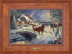 Disney Mickey and Minnie Evening Sleigh Ride Wall Art by Thomas Kinkade Studios Estate Edition Canvas 18" x 27" Rustic Andalucian
