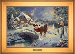 Disney Mickey and Minnie Evening Sleigh Ride Wall Art by Thomas Kinkade Studios Estate Edition Canvas 18" x 27" Gallery Gold