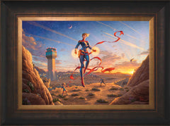 Captain Marvel - Dawn of A New Day Wall Art by Thomas Kinkade Studios Standard Number Canvas 12" x 18" Estate Bronze