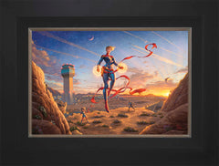 Captain Marvel - Dawn of A New Day Wall Art by Thomas Kinkade Studios Standard Number Canvas 12" x 18" Modern Black