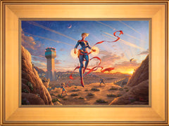 Captain Marvel - Dawn of A New Day Wall Art by Thomas Kinkade Studios Standard Number Canvas 12" x 18" Gallery Gold