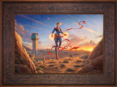 Captain Marvel - Dawn of A New Day Wall Art by Thomas Kinkade Studios Standard Number Canvas 12" x 18" Gallery Bronze