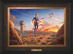 Captain Marvel - Dawn of A New Day Wall Art by Thomas Kinkade Studios Estate Edition Canvas 12" x 18" Estate Bronze