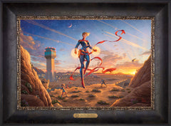 Captain Marvel - Dawn of A New Day Wall Art by Thomas Kinkade Studios Estate Edition Canvas 12" x 18" Cabernet