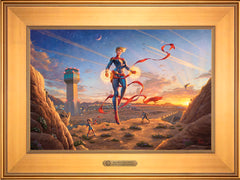 Captain Marvel - Dawn of A New Day Wall Art by Thomas Kinkade Studios Estate Edition Canvas 12" x 18" Gallery Gold