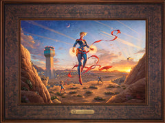 Captain Marvel - Dawn of A New Day Wall Art by Thomas Kinkade Studios Estate Edition Canvas 12" x 18" Gallery Bronze