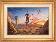 Captain Marvel - Dawn of A New Day Wall Art by Thomas Kinkade Studios Standard Number Canvas 18" x 27" Antique Gold