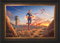 Captain Marvel - Dawn of A New Day Wall Art by Thomas Kinkade Studios Standard Number Canvas 18" x 27" Estate Bronze
