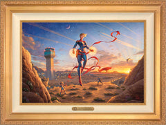 Captain Marvel - Dawn of A New Day Wall Art by Thomas Kinkade Studios Estate Edition Canvas 18" x 27" Antique Gold