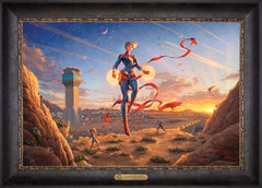 Captain Marvel - Dawn of A New Day Wall Art by Thomas Kinkade Studios Estate Edition Canvas 18" x 27" Cabernet
