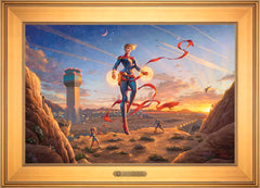 Captain Marvel - Dawn of A New Day Wall Art by Thomas Kinkade Studios Estate Edition Canvas 18" x 27" Gallery Gold