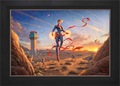 Captain Marvel - Dawn of A New Day Wall Art by Thomas Kinkade Studios Standard Number Canvas 24" x 36" Modern Black